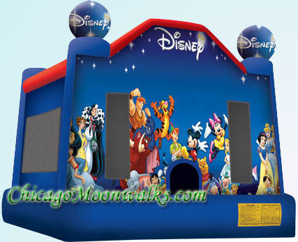 World of Disney Bouncy Castle Inflatable Moonwalk Rental Chicago IL